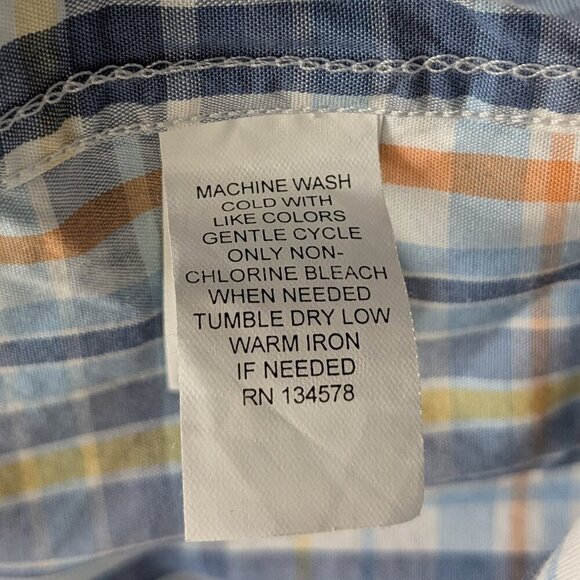 Vineyard Vines Slim-Fit Whale Shirt Men's Small Button-Down Blue Orange Plaid - Picture 11 of 13